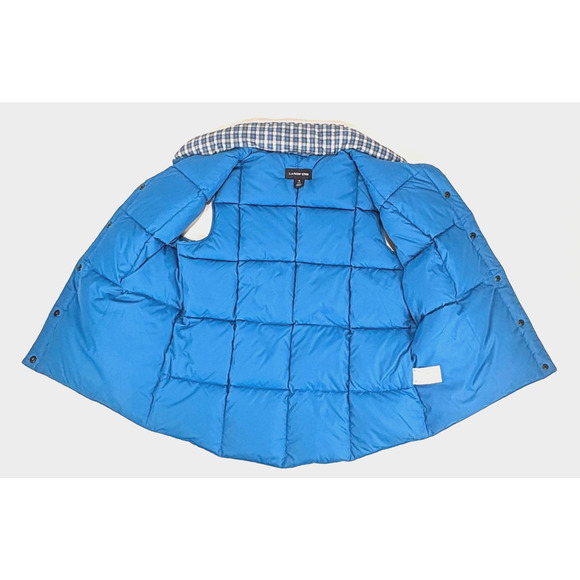 EUC Lands End Down Puffer Vest Womens SMALL Blue Plaid Feather insulated Jacket - Picture 9 of 9